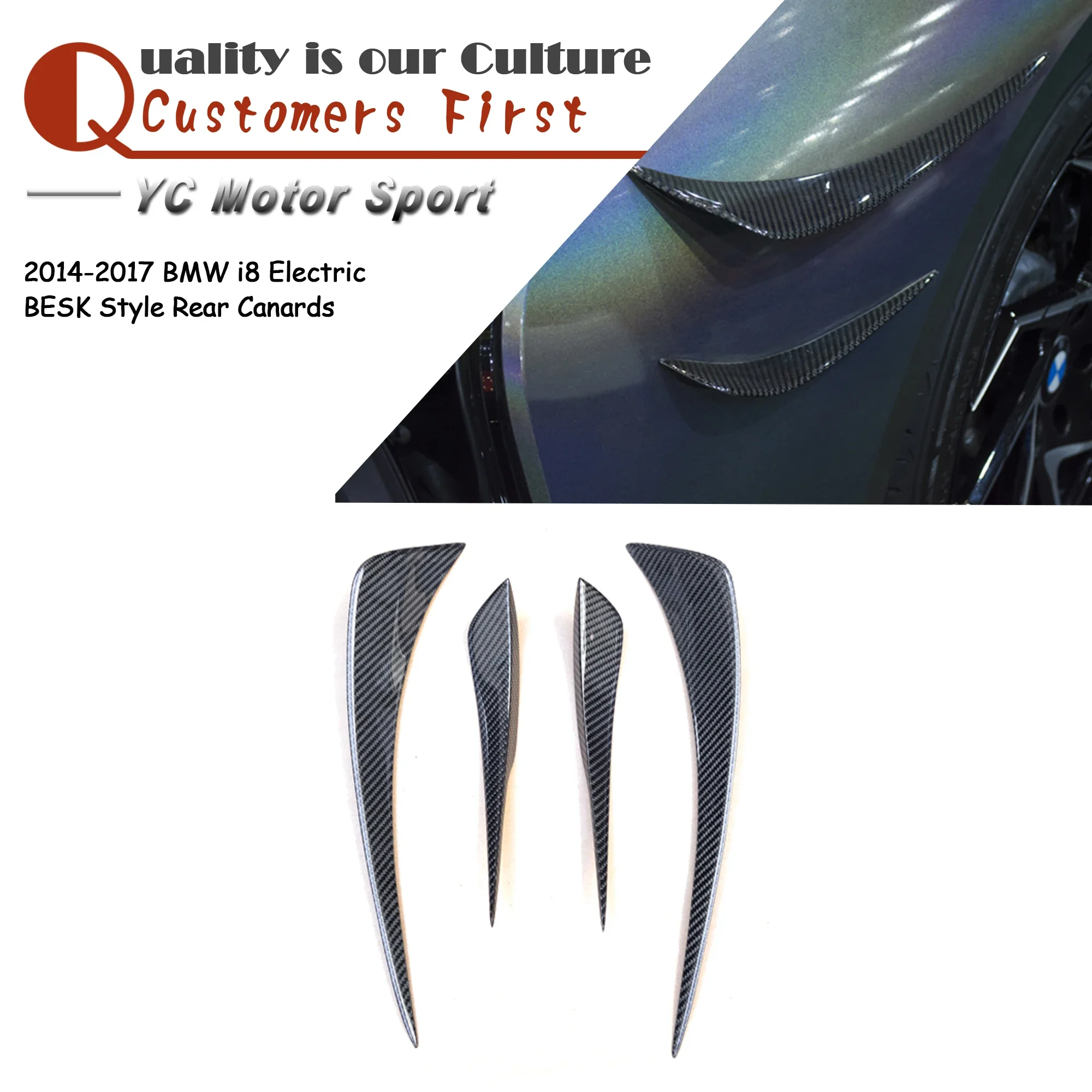 

Car Accessories Perfect Fitment CF Carbon Fiber Rear Canards Fit For 2014-2017 i8 Electric BESK Style Rear Canards