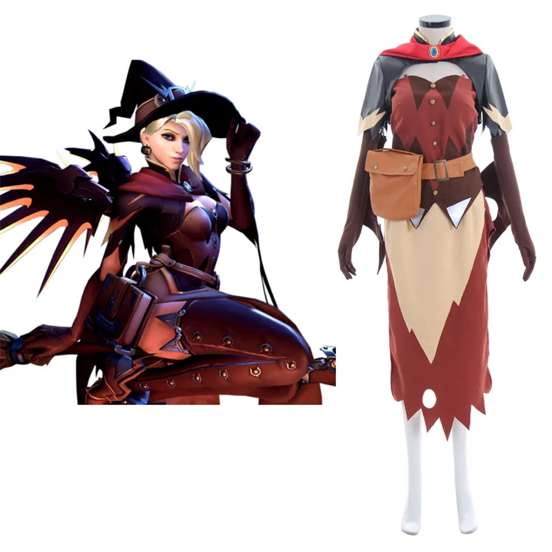 Game  Mercy Angela  Cosplay Costume Women Suit Full Set  Halloween Party Outfits