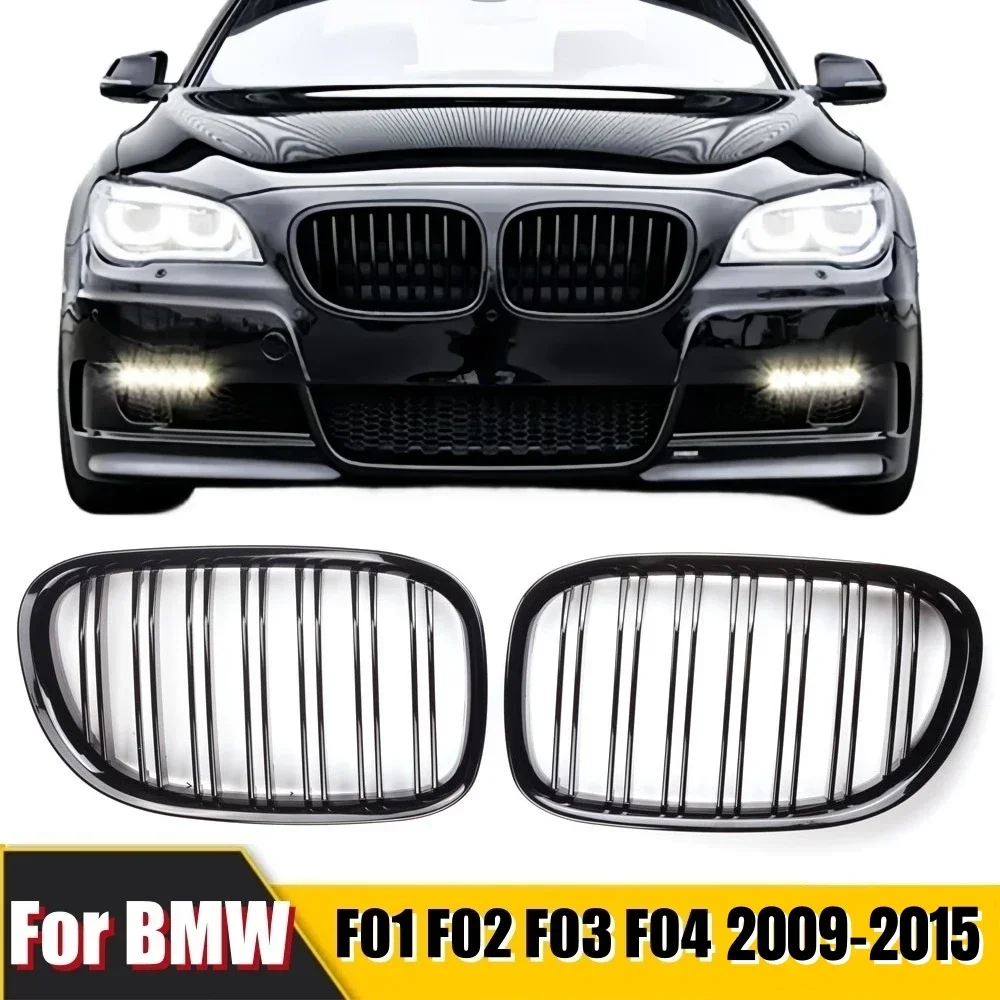 

Glossy Black Car Front Kidney Grille Dual Slat Grills For BMW 7 Series F01 F02 F03 F04 2009-2015 Front Grill Kidney Hood Grill