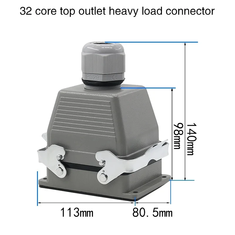 Imagem -04 - Conector Resistente Impermeável Tomada da Aviação Hdc-he032 500v 16a 32 Pin