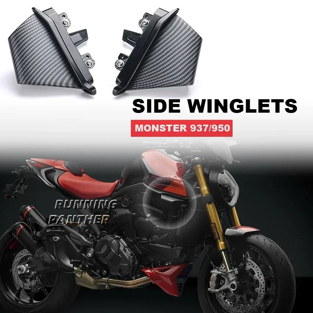 NEW Motorcycle Aerodynamic Side Downforce Naked Spoilers Fixed Winglet Wing For DUCATI Monster 937 SP Plus MONSTER 950 2021-2023