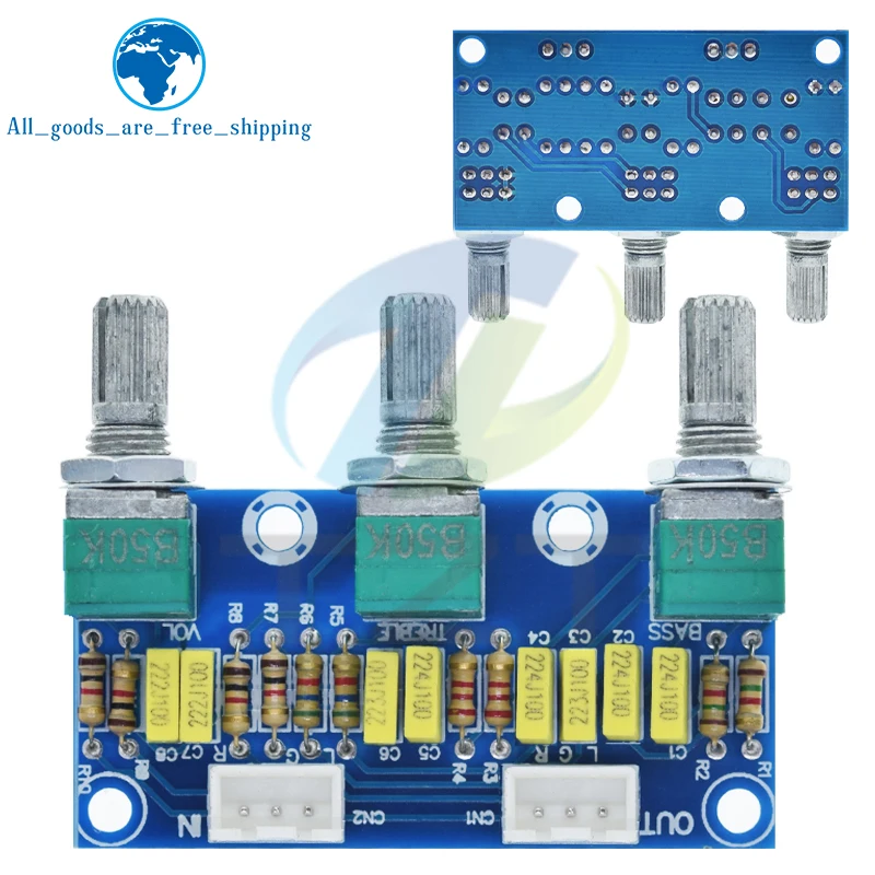 TZT XH-M802 Passive Tone Board Amplifier Preamp Power Module Low High Sound Adjustment Board