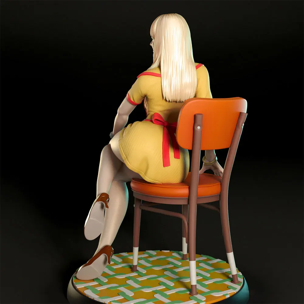 1/24 75mm Intelligent Smiling Girl,NSFW, Elegance in Raising Legs, Cute Girl Model Kit, GK Mini 3D Printed Statue, Not Colored