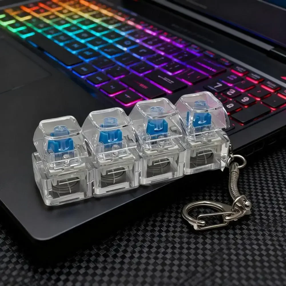 4 Keys Luminous Keyboard Keychain Toy Gift Stress Relief Fidget LED Keyboard Decompression Backpack Keyring Pendant Key Chains