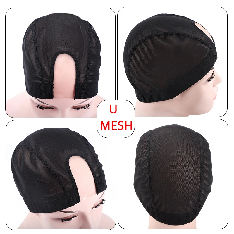 S/M/L Elastic Glueless Wig Cap With U Part Lace For Wig Making Easier Sew In Hair Stretchable Weaving Cap Hairnet Wig Liner 1Pcs