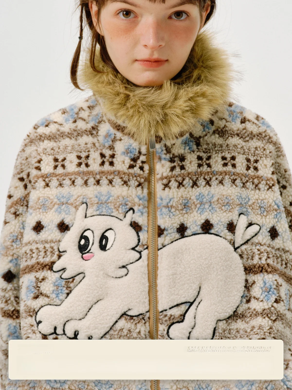 

Женское винтажное пальто Odder из овечьей шерсти с лоскутным шитьем, длинными рукавами, молнией и геометрическим животным принтом в стиле преппи