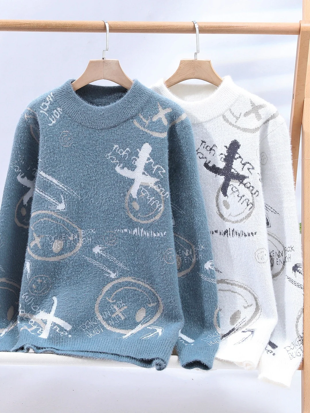 

Теплый мужской свитер в университетском стиле, антипиллинговый, комфортный, с длинными рукавами, круглым вырезом, вязаный, из мягкого нейлона и полиэстера