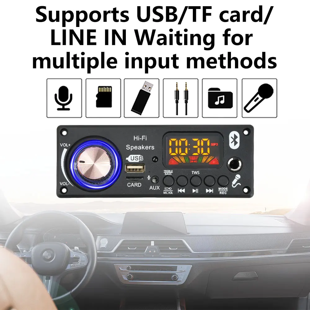 DC 12V MP3 5.3 Bluetooth Decoding Board  Music PlayerCar Audio MP3 Decoder Bluetooth 5.3 Without Amplifier D185BT AB5362B