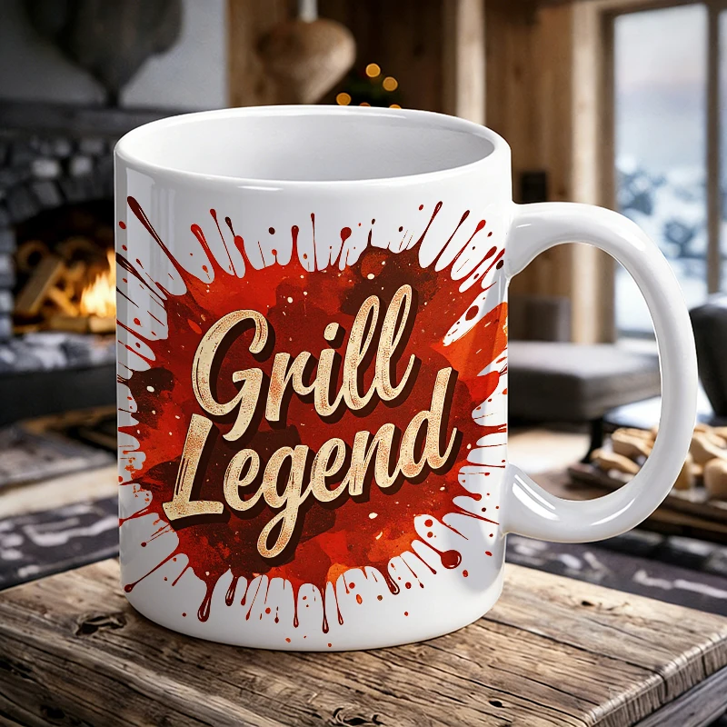 

"Grill Legend" BBQ Ceramic Mug Grill Master Coffee Cup, milk cup, office cup, gift for friends, fade-resistant