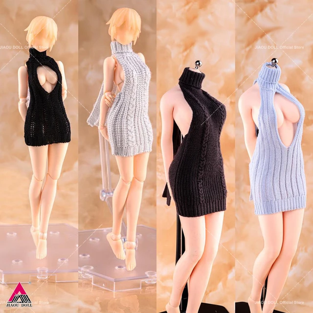 HASUKI SD06 SD07 1/12 LD06 LD07 1/6 Backless Hip High Collar Sweater Dress  Clothes Model Fit 6''/12'' Female Action Figure