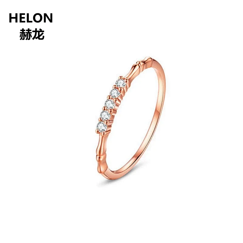 Solid 14k Rose Gold Natural Diamonds Wedding Band Women Engagement Ring