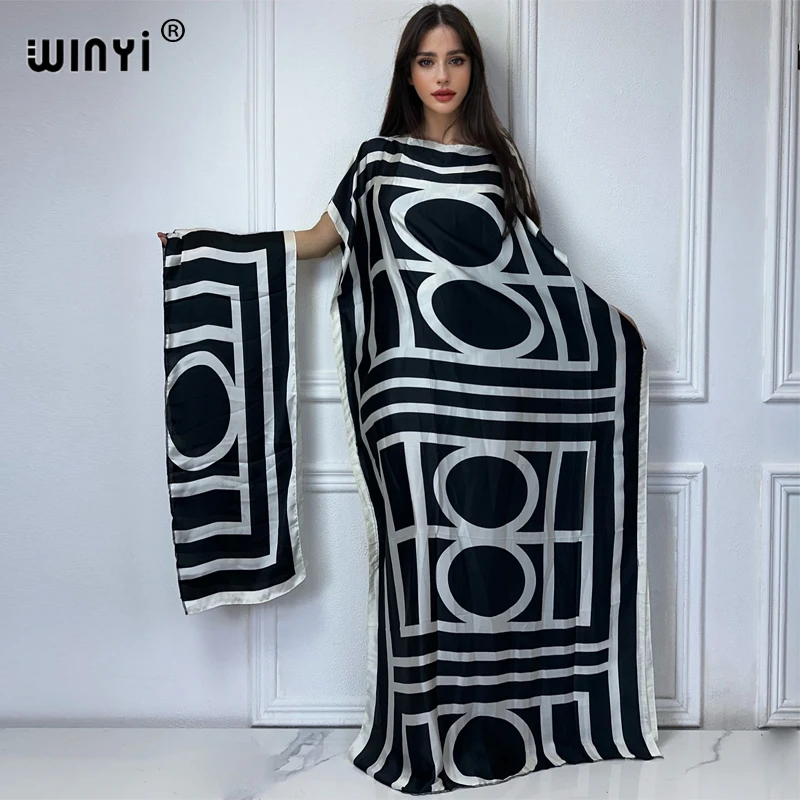 

WINYI muslim african traditional dress for woman abaya dubai luxury Kaftan evening dress Elegant Maxi Length Dress beach covers