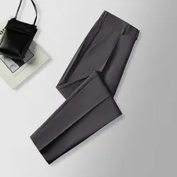 2023 Spring and Autumn Men's Solid Color Pocket Button Slim Fit Slimming Straight Leg Casual Fashion Elegant Commuter Suit Pants