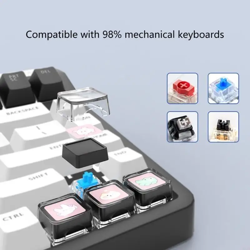 462E 4/100PCS Keyboard Keycap Customizable Clear Keycaps, Easy to Clean and Change Perfect for Personalizing Setting