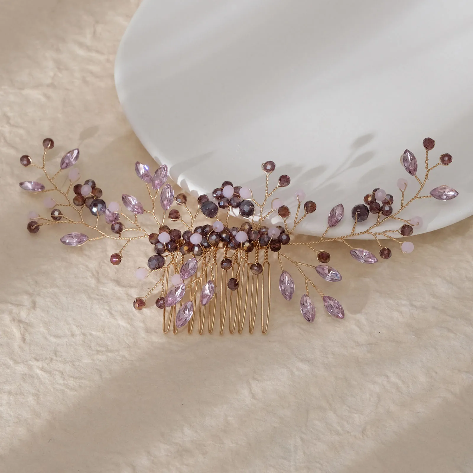 Pettine per capelli in cristallo viola da sposa accessori per capelli con fiore di cristallo da donna adatto per forniture per la decorazione dei