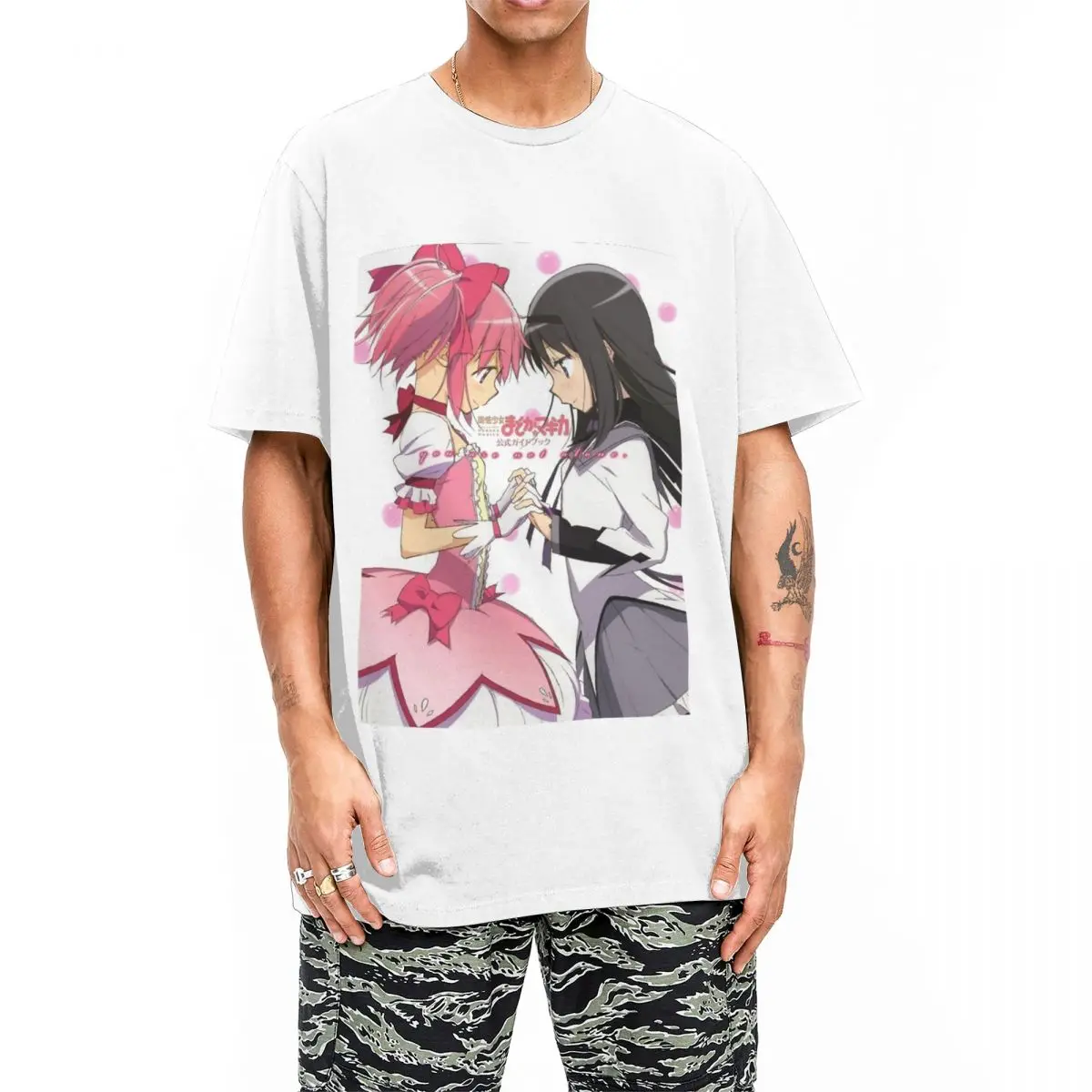 Camiseta de Puella Magi Madoka Magica para hombre y mujer, camisa divertida de algodón con cuello redondo, ropa de manga corta de talla grande