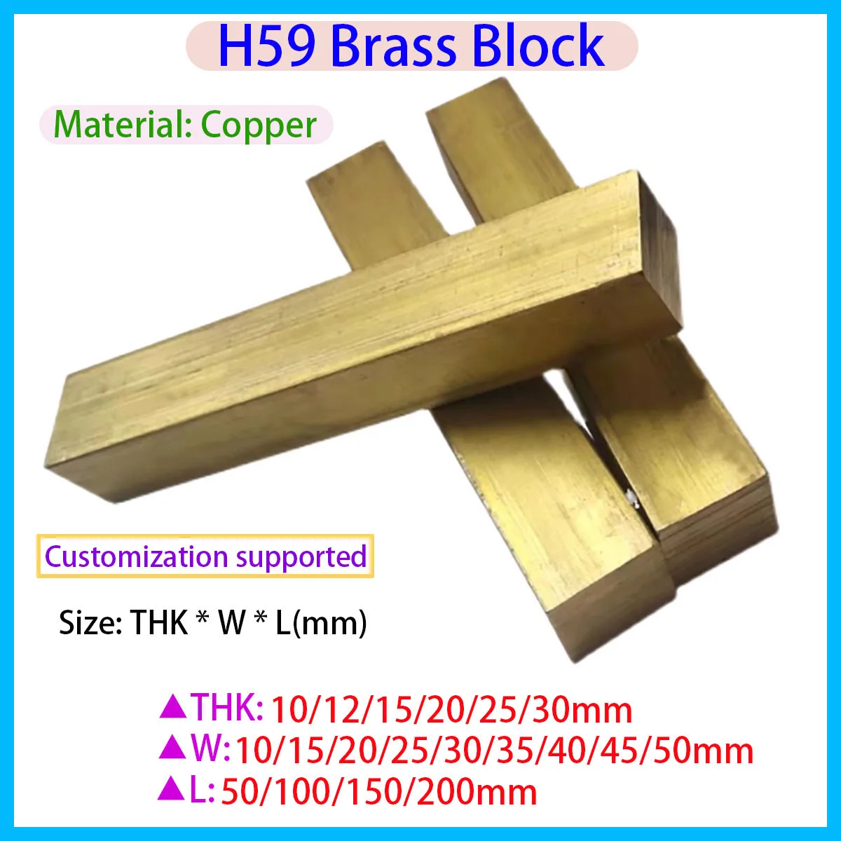 H59 Brass Metal Plate, Brass Flat Plate Width 10/15/25/30/35/40/45/50mm