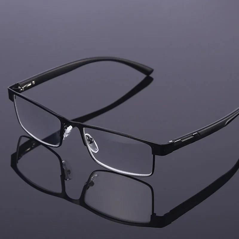 1 Men Business Titanium Alloy Reading Glasses Non Spherical 12 Layer Coated Lenses Eyeglasses Hyperopia Eyewear +1.0 To +4.0