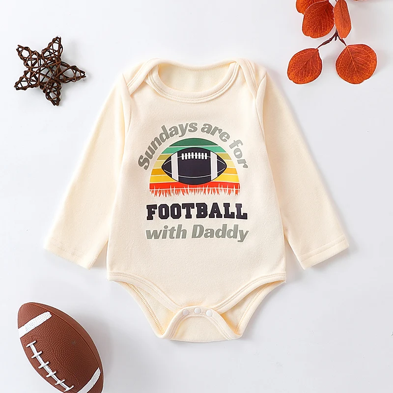 

Baby Girl Boy Football Clothes Infant Game Day Long SleeveOversized Romper Newborn Cute Fall Winter Romper
