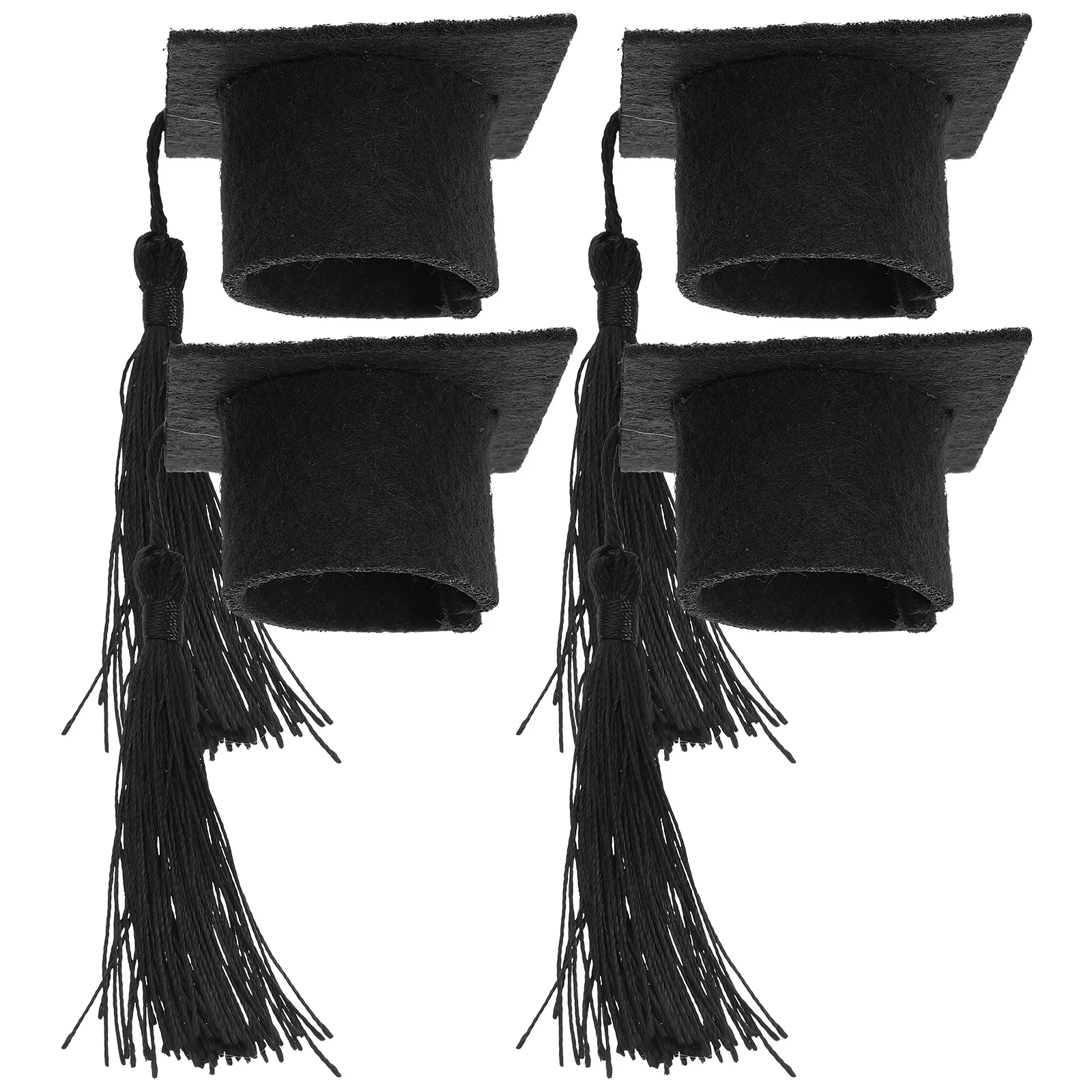 

4Pcs Mini Graduation Cap Bottle Toppers Felt Doctoral Hat Tassel Wine Bottle Cover Graduation Party Decorations