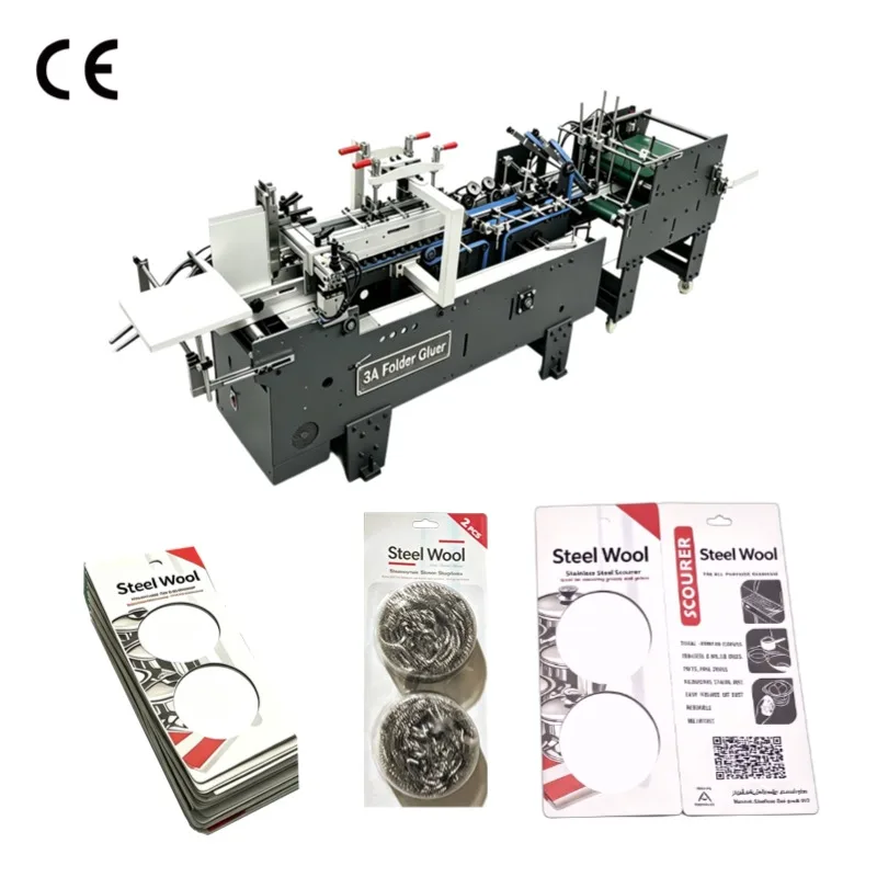 3A-300 Mini Automatic Folding  gluing Machine for Thick Cardboard Paper 250-650 Gsm PLC  Intelligent