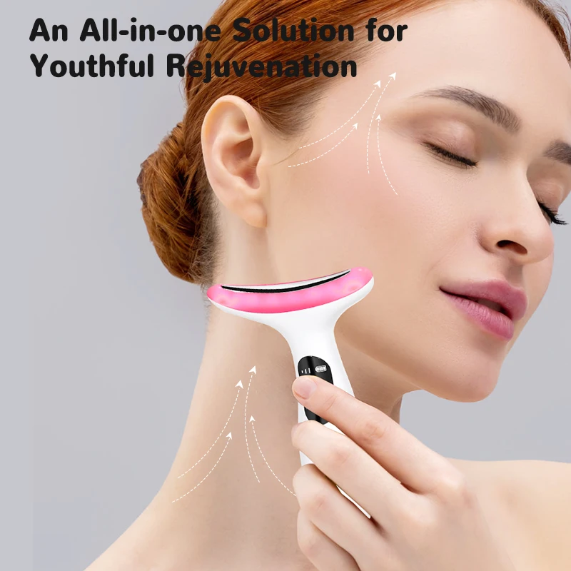 جهاز تجميل الوجه الجديد EMS ذو التيار الصغير 7 ألوان مدلك الوجه لتعزيز العناية بالوجه والرقبة والكتف مع اهتزاز #1