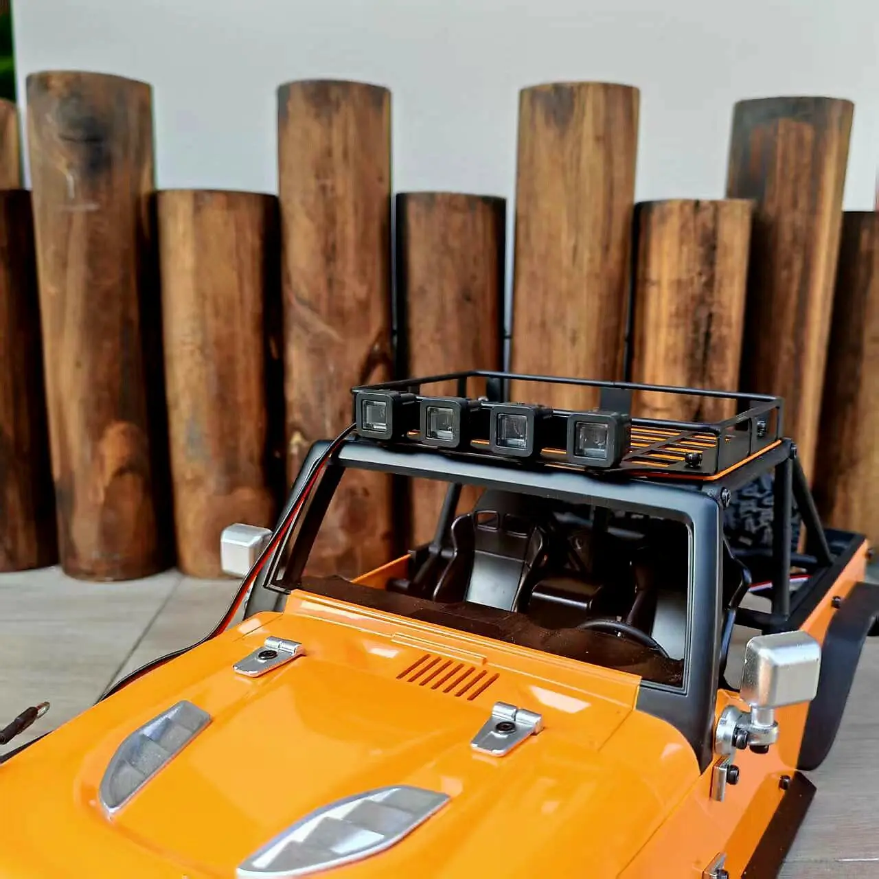 Metal Roof Rack With Lights For MJX H12Y H12Y Plus RC Truck RC Crawler Upgrade Parts No Drill Installation Roof Lamp Accessory