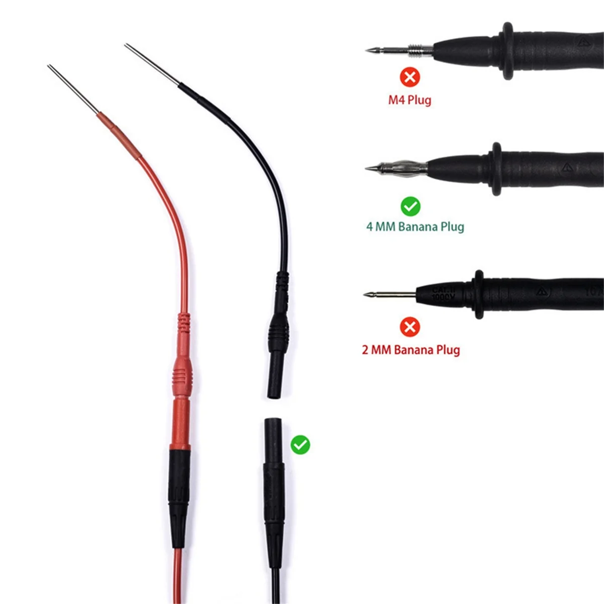 ABNJ 2Pcs 4mm Female Adapter Cable Pin Plug Terminal Wire Multimeter Hook Banana Plug Test Leads Silicone Flexible view 2