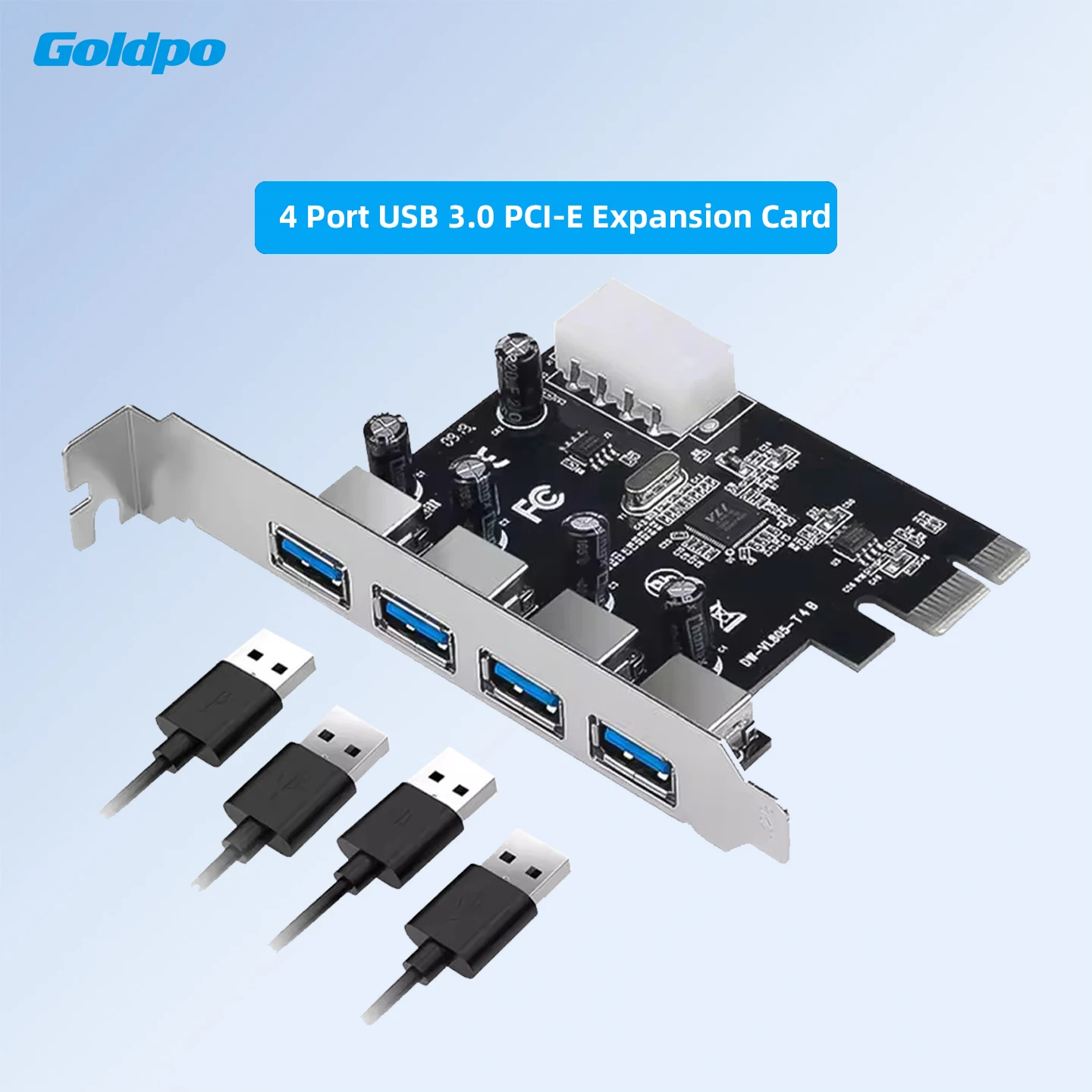 Carte d'extension PCI-E USB 3.0 à 4 ports, adaptateur HUB PCI Express PCIe USB 3.0, contrôleur USB 3.0 à 4 ports USB 3 0 PCI e PCIe Express