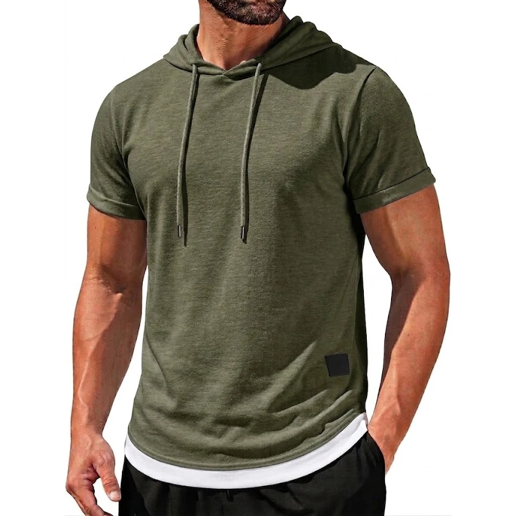 Lightweight Hooded Men's Fitness T Shirt - Image 3