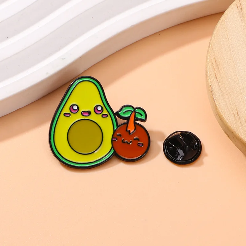 Cute Cartoon Avocado Enamel Brooch Creative Funny Lapel Pin Badge Backpack Clothing Hat Accessories