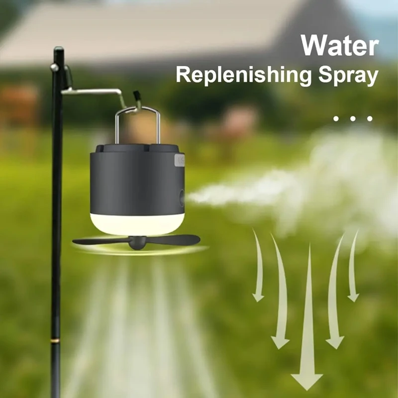 

B39B-многофункциональный ночник для кемпинга, 1200 мАч, перезаряжаемый, 3-уровневый, с регулируемой яркостью, портативный светильник для палатки для кемпинга с вентилятором, уличный