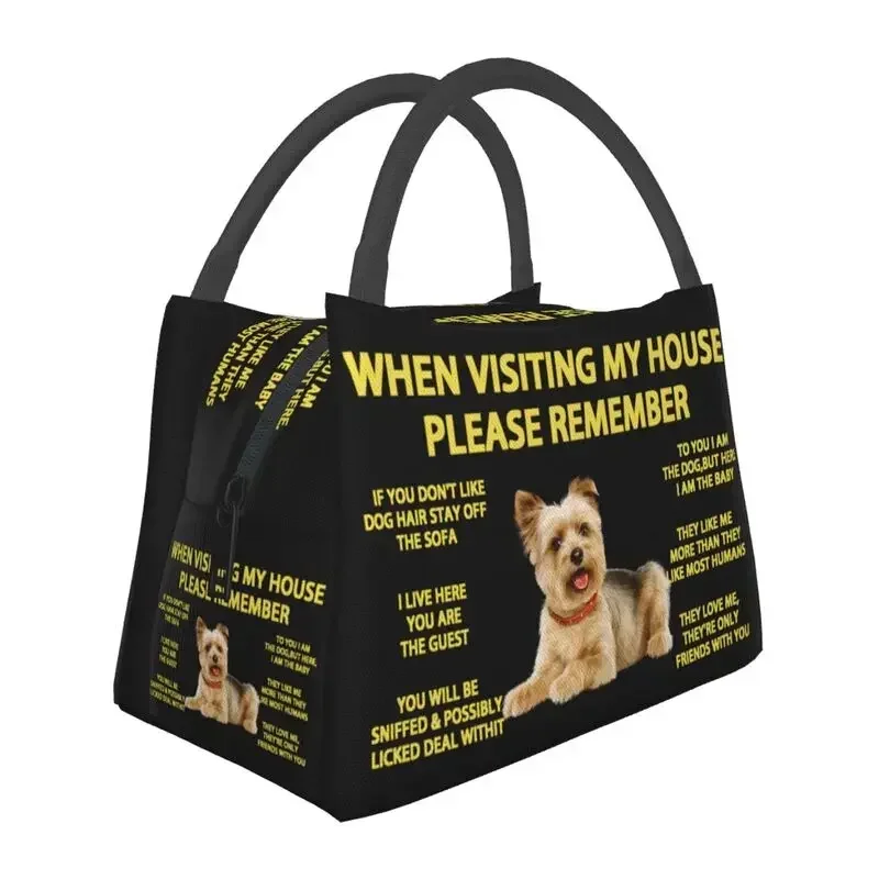 Custom Cute Yorkie Dog Yorkshire Terrier Lunch Bag Men Cooler Warm Insulated Lunch Box for Office Travel