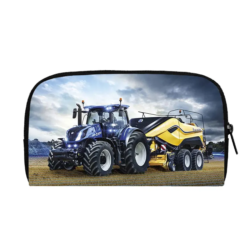 Farm Tractor Print Coin Bag Cute Purse Travel Girls Excavator Tractor Pattern Credit Card Earphone Money Holder Bag Mini Wallet