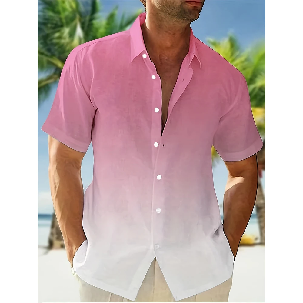 Camisas hawaianas con estampado 3D degradado de verano para hombre y mujer, ropa de calle informal a la moda, camisa de manga corta de gran tamaño, Tops para hombre, blusa