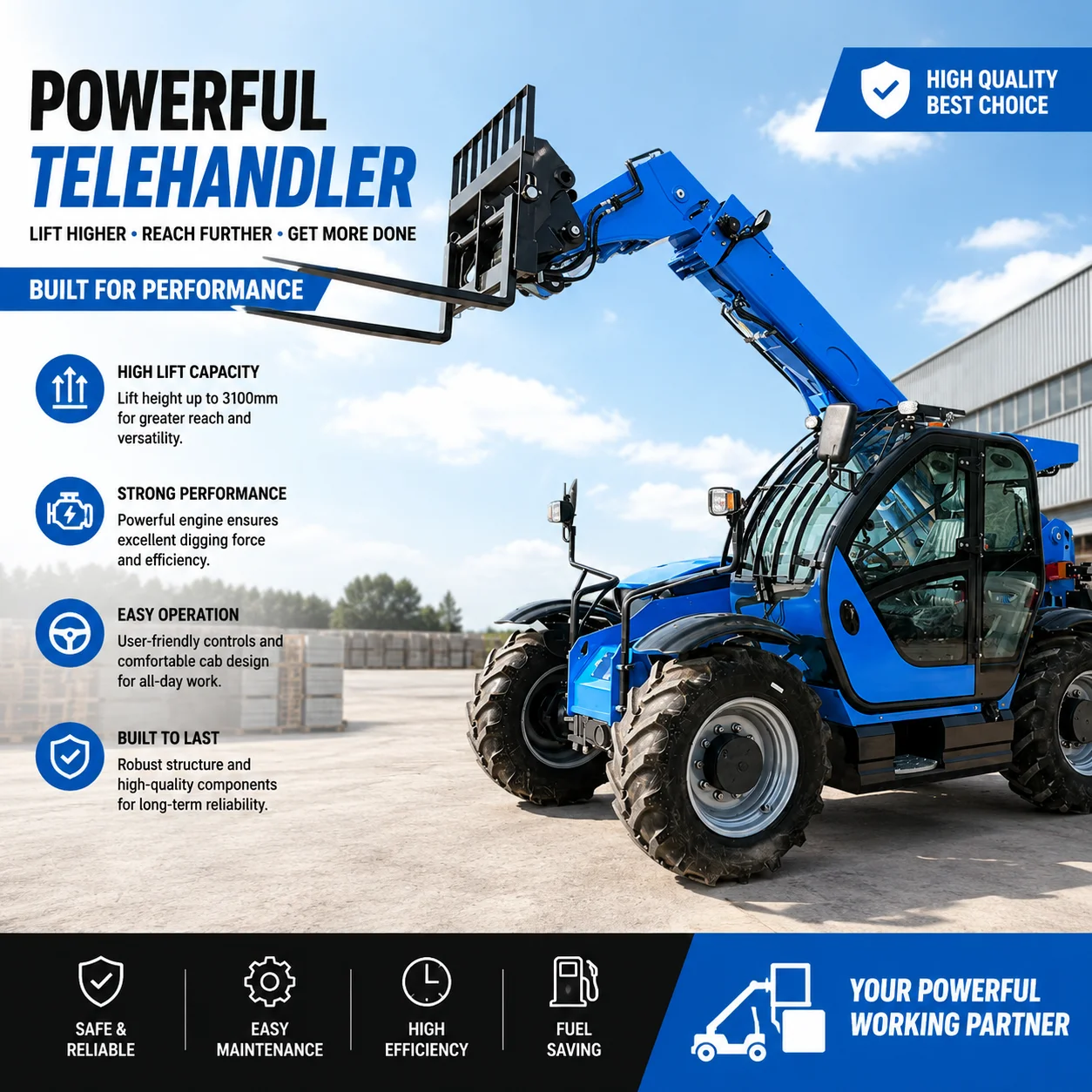 Custom CE Euro 5 Telehandler Reach Forklift for Agricultural Construction and Warehouse Operations