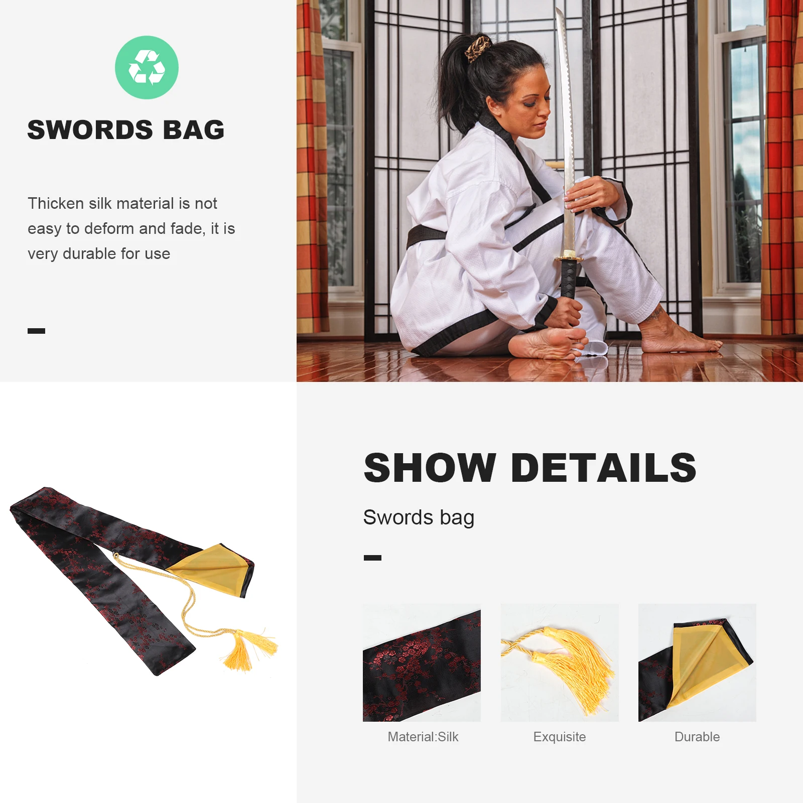 

s Sword Bag Thicken Silk Lightweight Portable Tai Chi Storage Protective Pouch Exquisite Workmanship Smooth Surface Safe