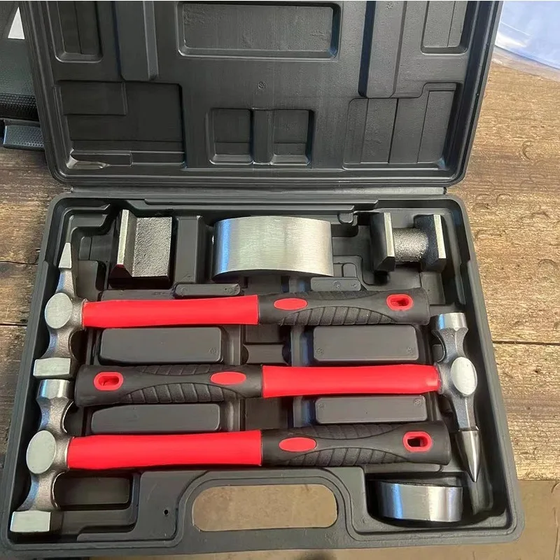 Sheet Metal Repair Hammer Kit 7 Pieces Sand Hammer Dolly Set Professional Auto Dent Remover Hand Tool