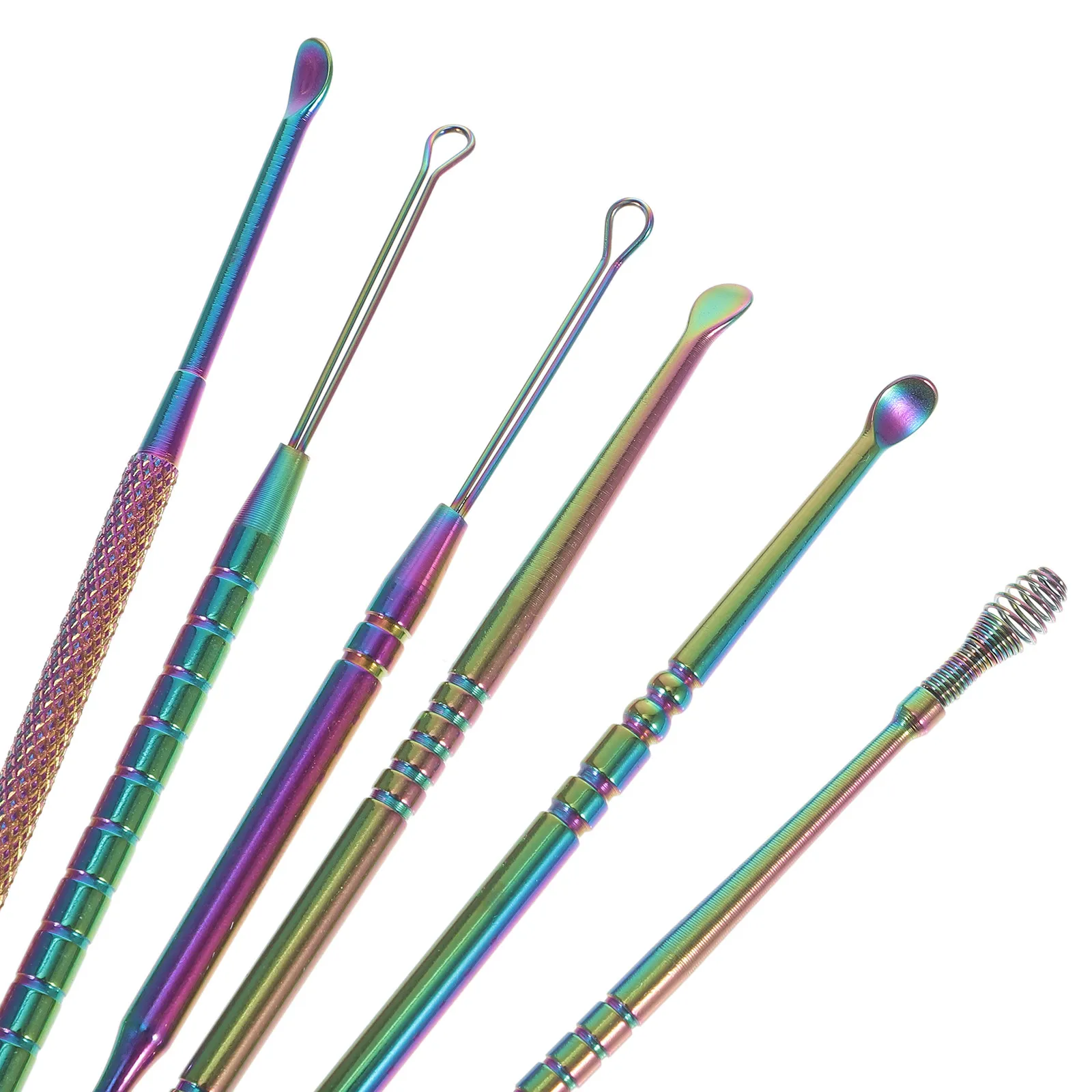 

6pcs Stainless Steel Ear Picks Spiral Spoon Tools Earwax Cleaner Kit Smooth Handle Family Use Durable Ear Cleaning Spoons Health