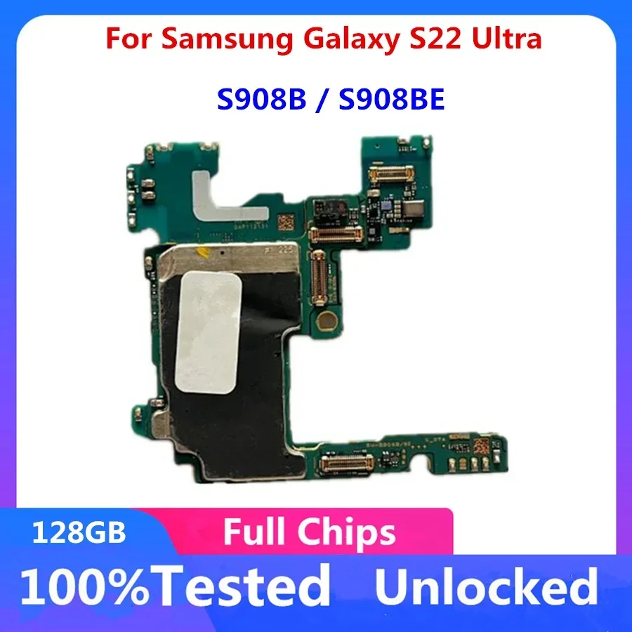 Unlocked for Samsung Galaxy S22 Ultra S908B S908BE Motherboard Full Chips 128gb LogicBoard for Samsung Galaxy S22 Ultra