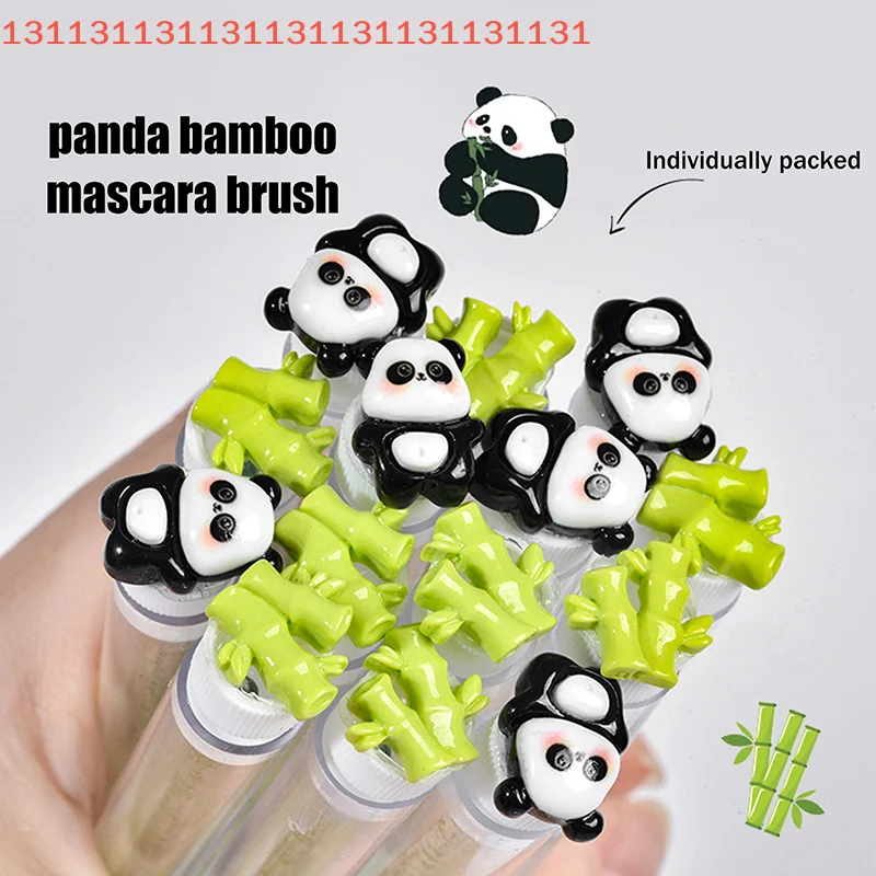 1/2/5Pcs Cute Panda Bamboo Eyelash Brush Tubes With Crystal Lash Mascara Wands Eyebrow Comb Spoolies Applicators Makeup Tools
