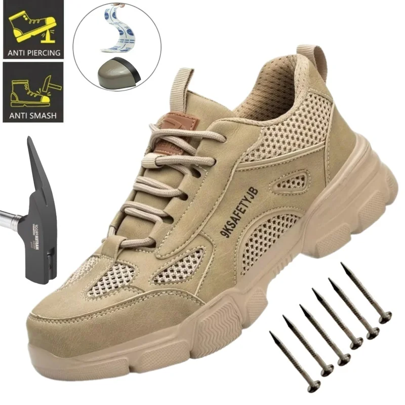 Men's Work Safety Shoes Puncture-Resistant Work Sneakers Comfortable And Durable Men's Boots, Lightweight Men's Safety Sneakers