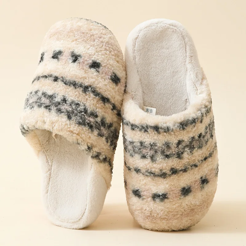 Couples Autumn Winter Home Cotton Slippers Fashion Non-Slip Plush Warm Shoes Men Women High Quality Thick Sole Indoor Home Shoes