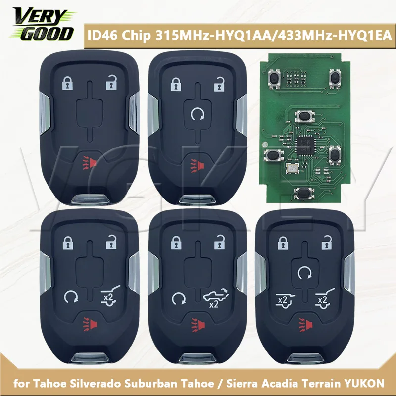 

VG ID46 Chip 315MHz-HYQ1AA/433MHz-HYQ1EA for Tahoe Silverado Suburban Tahoe / Sierra Acadia Terrain YUKON Smart Remote Key