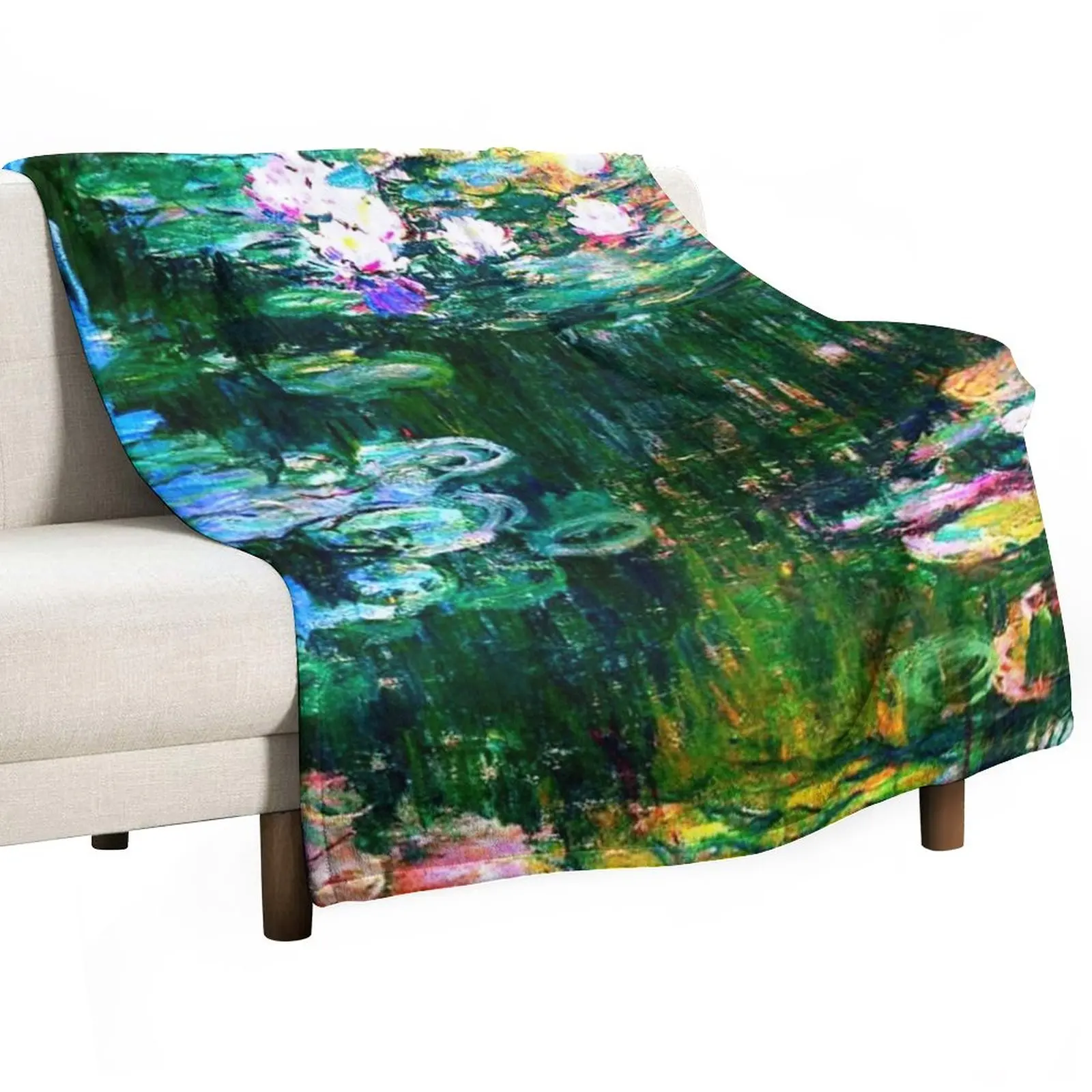 Claude Monet - Pink Water Lilies/ Les Nymphéas Roses Throw Blanket Bed covers Fluffy Softs Blankets