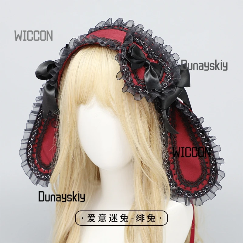 

Lolita Bunny Headband - Romantic Drop-Ear Bow with Detachable Seasonal Charms Halloween/Christmas/Oktoberfest/Easter
