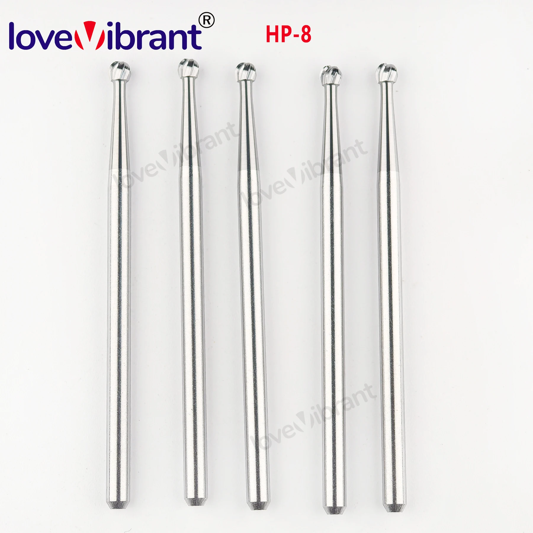 

Dental Tungsten Carbide Burs Round Head HP8 Shank 2.35mm Dentistry Drills Strawberries For Straight Nose Cone Handpiece 5Pcs