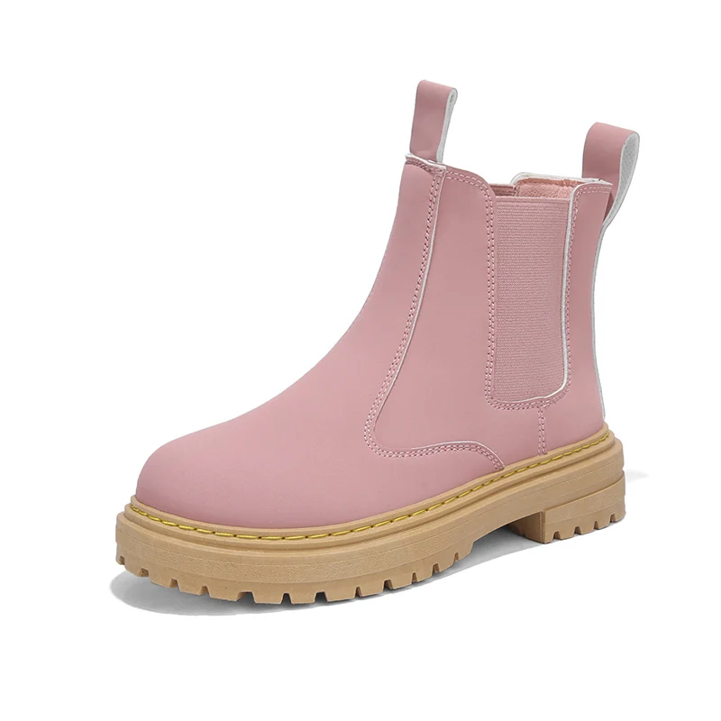 Classic Boots For Kids Boys Girls Fashion Children Student Casual Pink Leather Short Shoe Outdoor Soft Breathable Non-slip Boots