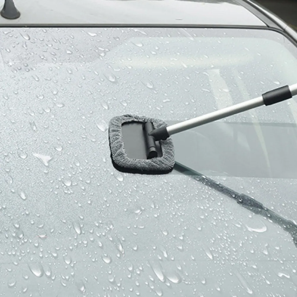 Telescopic Handheld Window Mop Aluminium Rod 180 Degree Rotate Cleaning Head Reusable Microfiber Cover Car Glass Brush Duster