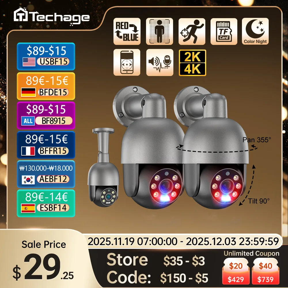 

Techage UHD 5MP 8MP 4K Сетевая камера Red Blu - ray Сигнал тревоги Обнаружение человеческого тела PoE Security Suite Камера